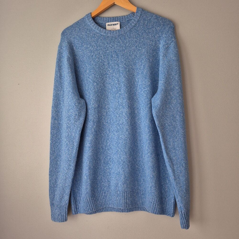 Old Navy Light Blue White Marbled Long Sleeve Pullover Sweater Womens Large NWT